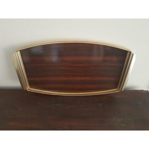 Retro vintage dienblad presenteerblad met bruin formica blad