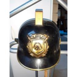echt oude collectie brandweer helmen koper, leer, ook los