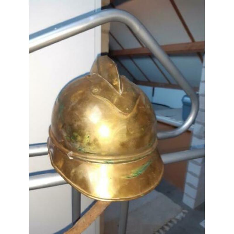 echt oude collectie brandweer helmen koper, leer, ook los