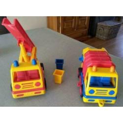 Wader vuilnisauto en brandweer