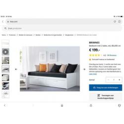 Bedbank wit uitschuifbaar voor 2 personen z.g.a.n. + 2 lades
