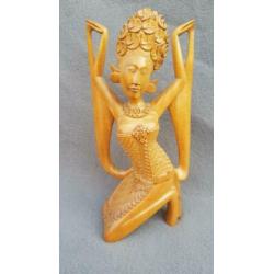 Art Deco houtsnijwerk van Balinese danseres - 20,5 cm hoog