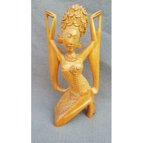 Art Deco houtsnijwerk van Balinese danseres - 20,5 cm hoog