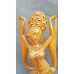 Art Deco houtsnijwerk van Balinese danseres - 20,5 cm hoog