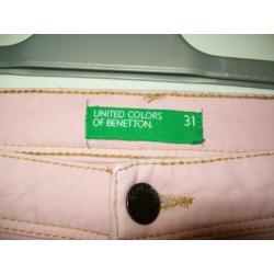 Benetton roze broek jeansmaat 31 *NIEUW*