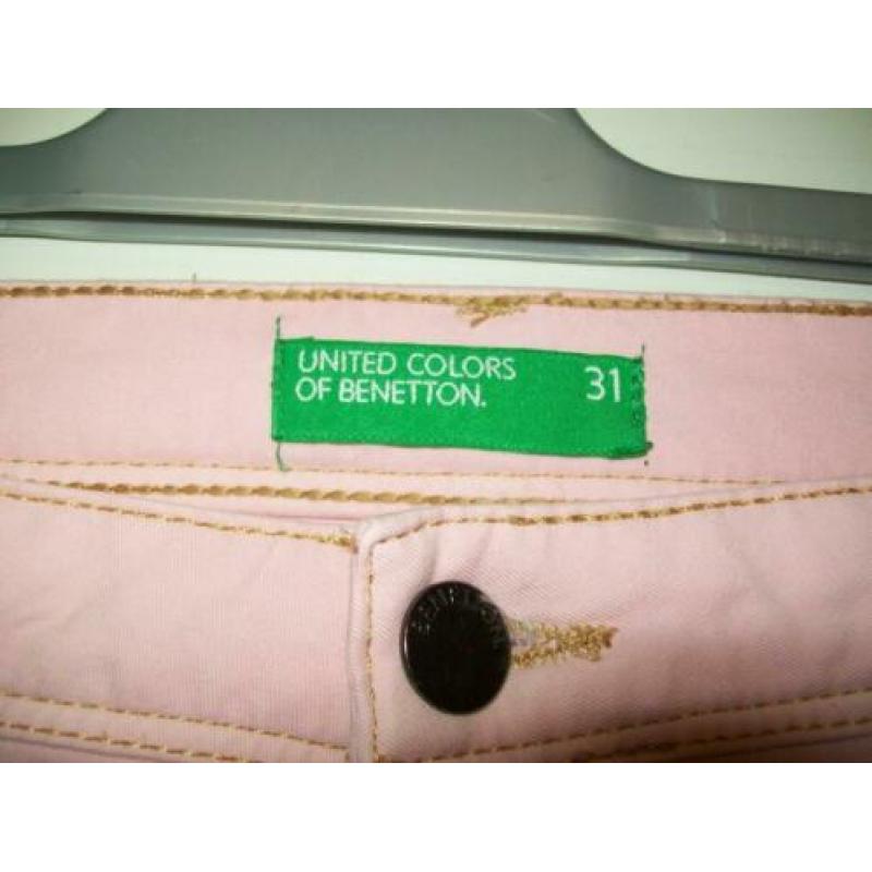Benetton roze broek jeansmaat 31 *NIEUW*