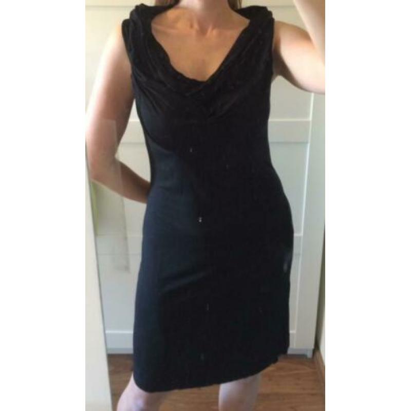 Sisley jersey zomer jurk met watervalhals gedrapeerde hals M