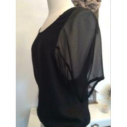 Nieuw! Prachtig tuniek zwart racersback transparant Mt.M