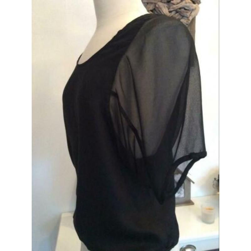 Nieuw! Prachtig tuniek zwart racersback transparant Mt.M