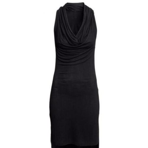 Sisley jersey zomer jurk met watervalhals gedrapeerde hals M