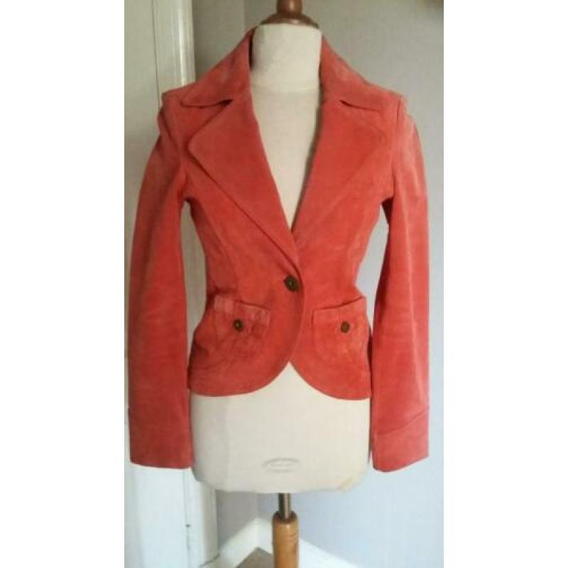 Luxe gevoerd Suède jasje mt S ( 36/ 38 )