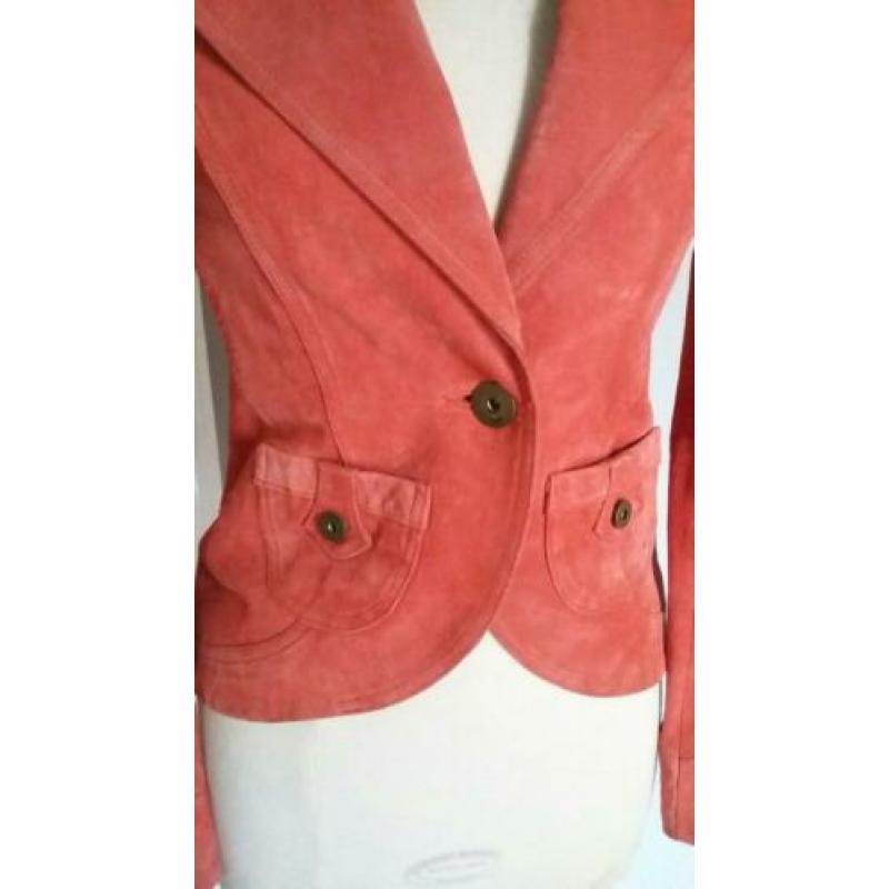 Luxe gevoerd Suède jasje mt S ( 36/ 38 )
