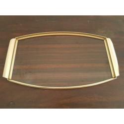 Retro vintage dienblad presenteerblad met bruin formica blad