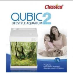 Classica Qubic 2 LED nano aquarium 17L + veel kunstplantjes!