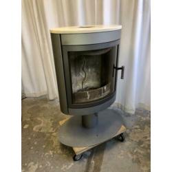 Max blank mega elegance houtkachel groot vuurzicht