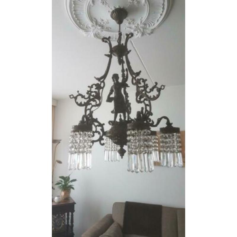 Mooie antieke bronzen hanglamp