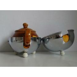 Vintage Waku theepot + RVS warmhouder