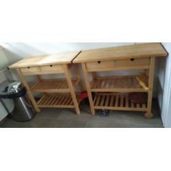 Houten werktafels, tv meubel en salontafel