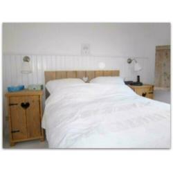 Houten bed met verhoogde instap, bedden steigerhout maatwerk