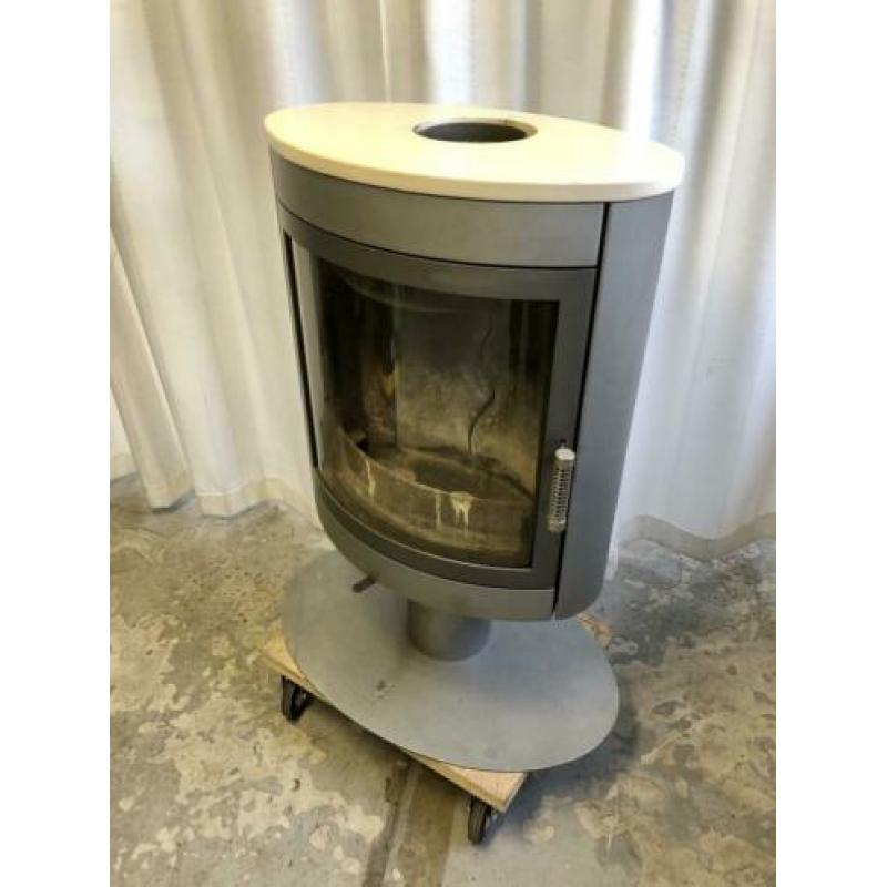 Max blank mega elegance houtkachel groot vuurzicht