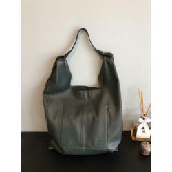 grote Echt leren shopper hand en schouder tas donker groen