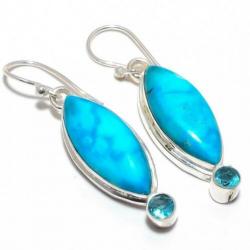 azuriet turkoois /Turquoise, blauwe topaas edelsteen zilver