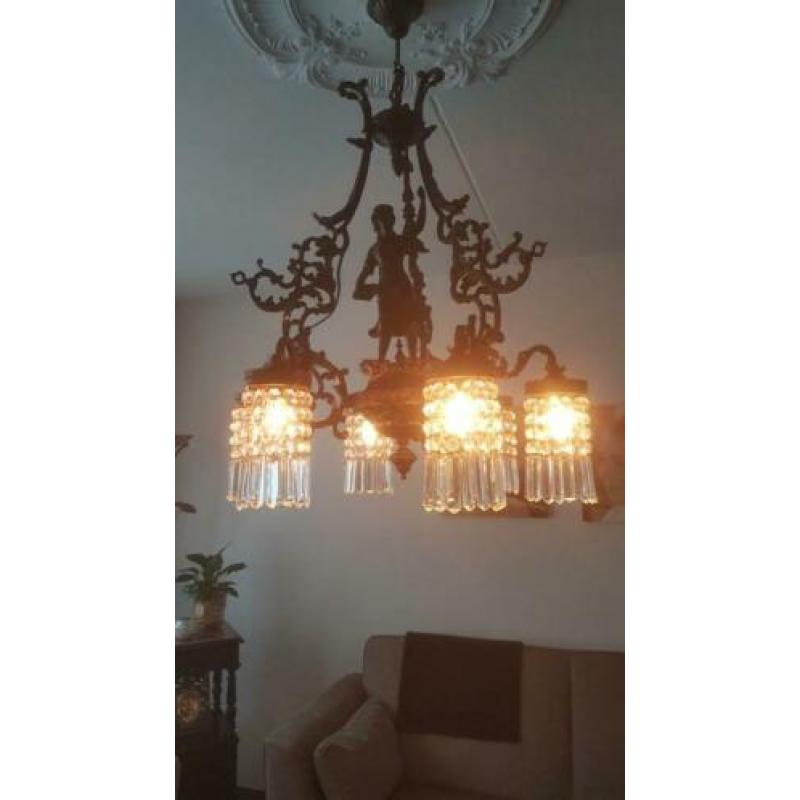 Mooie antieke bronzen hanglamp