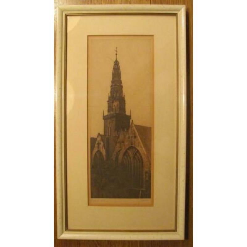 Amsterdam Oude Kerktoren - ets van J. Jacobs