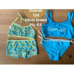 Bikini, badpak 98-104 van 29,95 NU €4 NIEUW laatste stuks