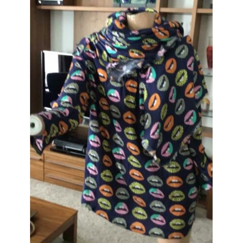 ANNI CARLSSON blouse en sjaal 100% ZIJDE, maat M