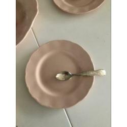 Grindley Peach petal antiek engels Roze gebakstel 7 delig