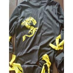 Stoer NINJA CARNAVAL pak, maat 140, zwart met geel