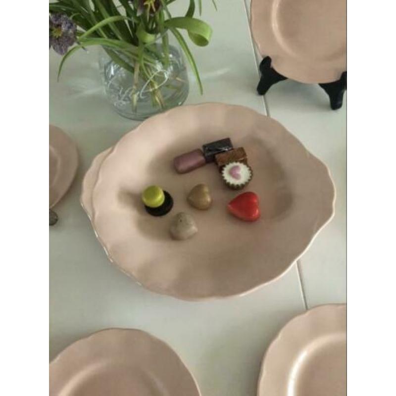 Grindley Peach petal antiek engels Roze gebakstel 7 delig