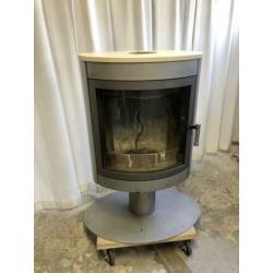 Max blank mega elegance houtkachel groot vuurzicht