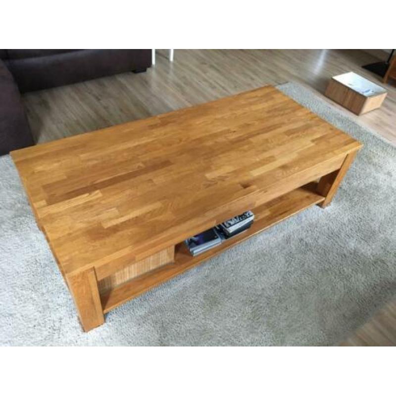 Eiken salon tafel met 2 lades