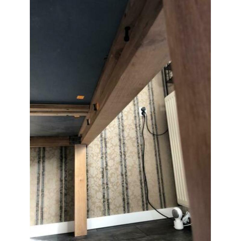 Eettafel blank eiken met lei steen