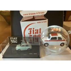 Vintage fiat 500 pauls model art minichamps en brums 2 stuks