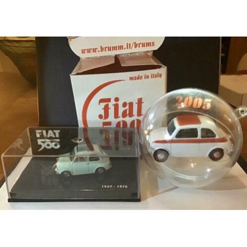 Vintage fiat 500 pauls model art minichamps en brums 2 stuks