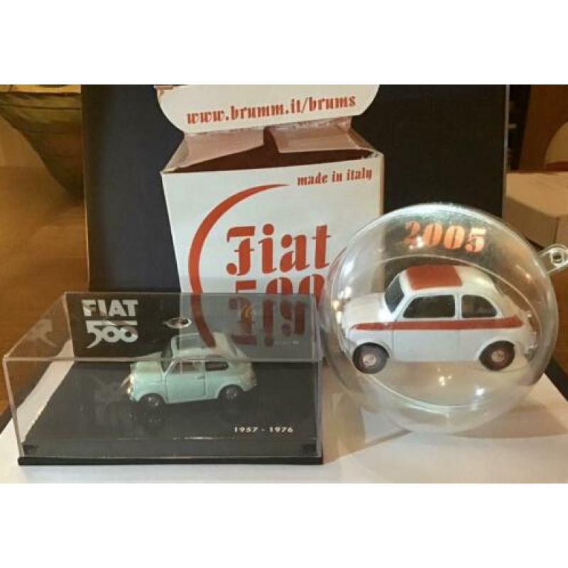 Vintage fiat 500 pauls model art minichamps en brums 2 stuks
