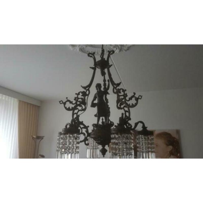 Mooie antieke bronzen hanglamp