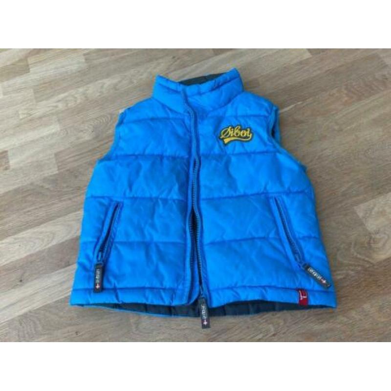** Kinder bodywarmer blauw maat 98 € 7,50 **