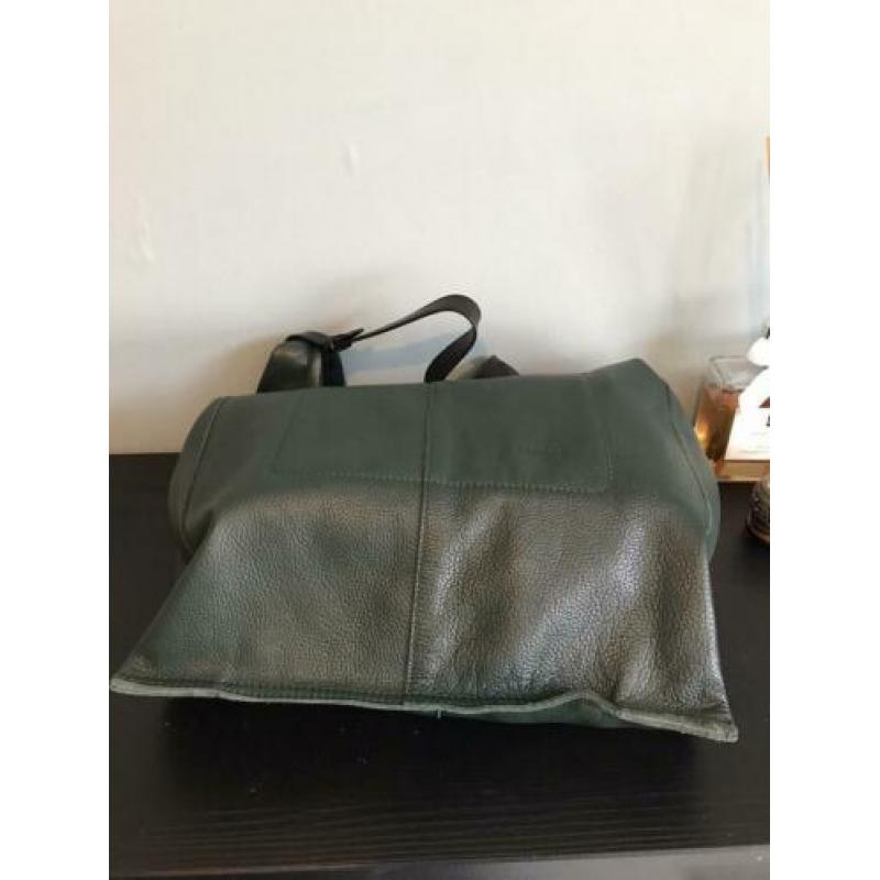 grote Echt leren shopper hand en schouder tas donker groen
