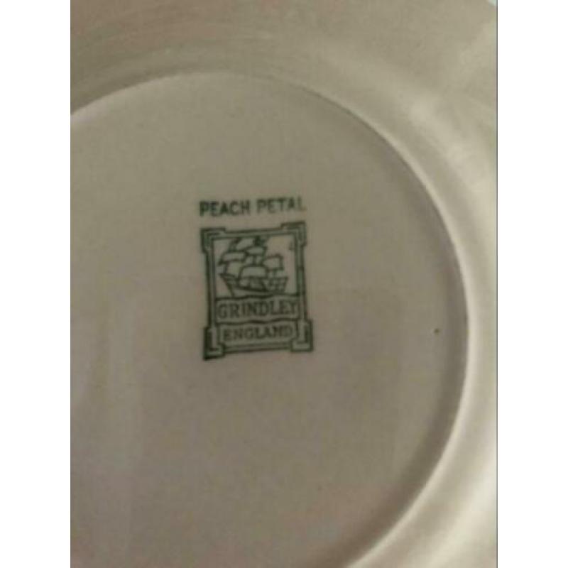 Grindley Peach petal antiek engels Roze gebakstel 7 delig