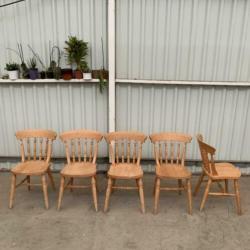 6 Café Stoelen (5 op de foto) Stoelen Kroeg Hout