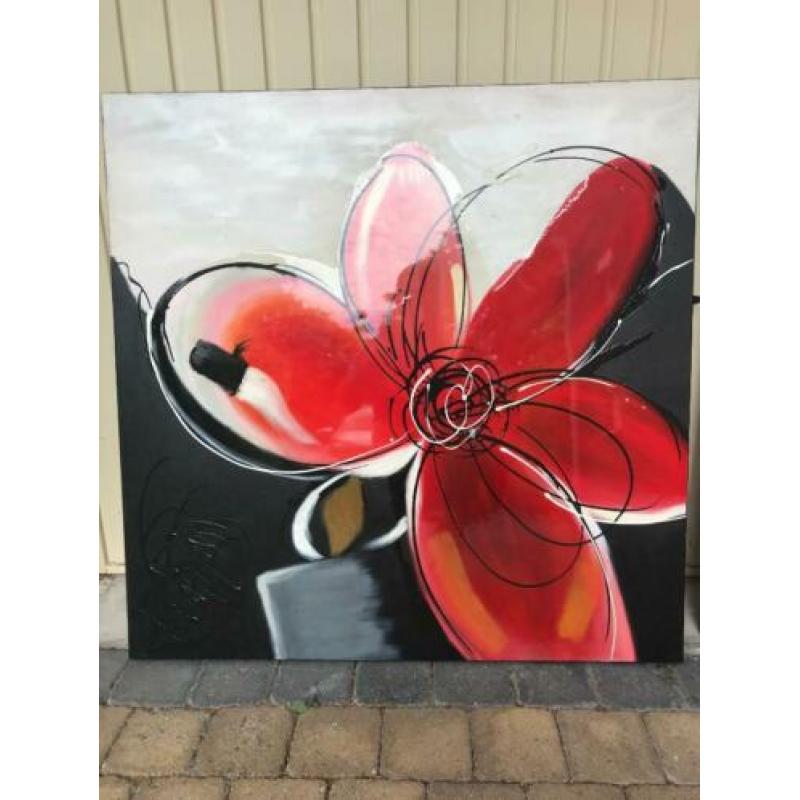 Duo schilderij Rode Bloem met Lak