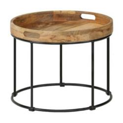 bijzettafel mangohout en staal nieuw