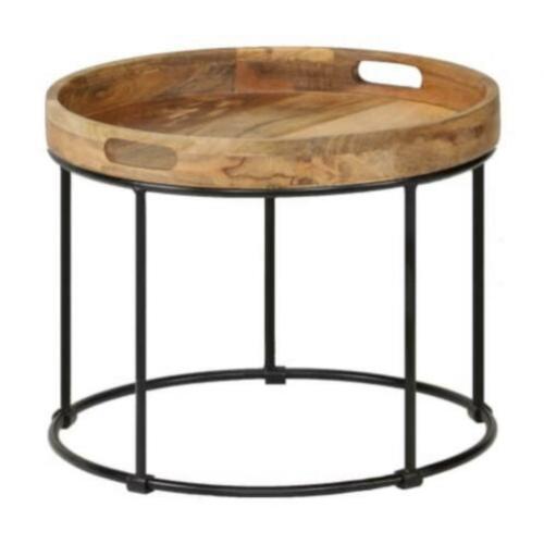 bijzettafel mangohout en staal nieuw