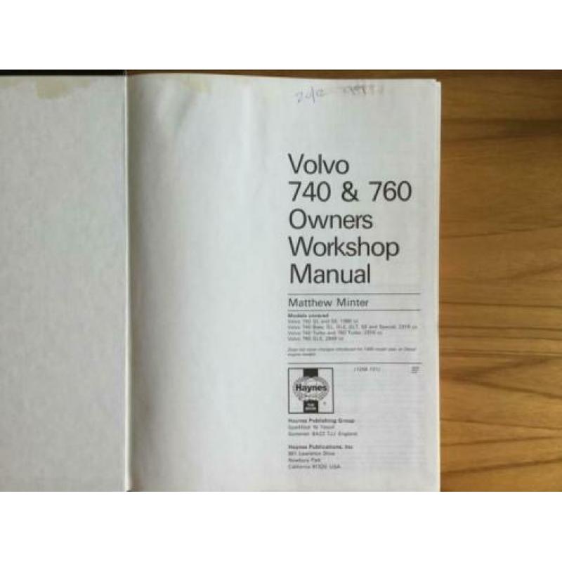 Haynes Volvo 740&760, 1982 to 1989, owners workshop manual