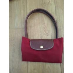 Longchamp Le Pliage schoudertas S met leren details rood