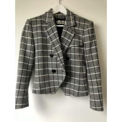 Paris designer wollen blazer zwart wit 36